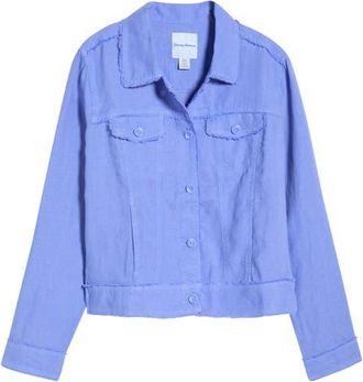 Tommy Bahama Two Palms Linen Raw Edge Jacket in Blue Cove at Nordstrom, Size X-Large