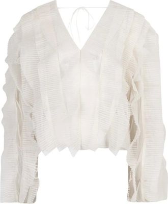 Dante6 Phora Tulle Ruffled Top - Dames - Blouses & Shirts - Beige - Maat: XS Tulle