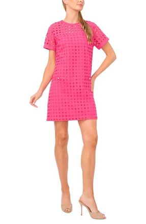 CeCe by Cynthia Steffe Circle Eyelet Shift Dress in Pink Taffy at Nordstrom, Size X-Small