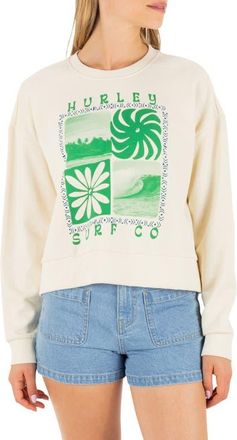Hurley Cycles of the Earth Boxy Crewneck Sweatshirt in Off White at Nordstrom, Size X-Small
