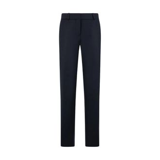 Brooks Brothers Cigarettenmodel Flanellen Broek van Scheerwol - Dames - Slim Fit Broeken - Blauw - XS - Wol - Broeken