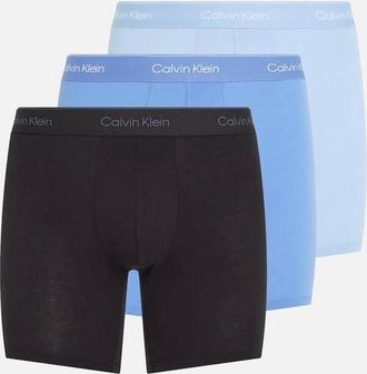 Calvin Klein Mens Calvin Klein 3-Pack Icon Cotton Stretch Boxer Briefs, Black/Glacier/Blue Bell - Size: 37/36/32