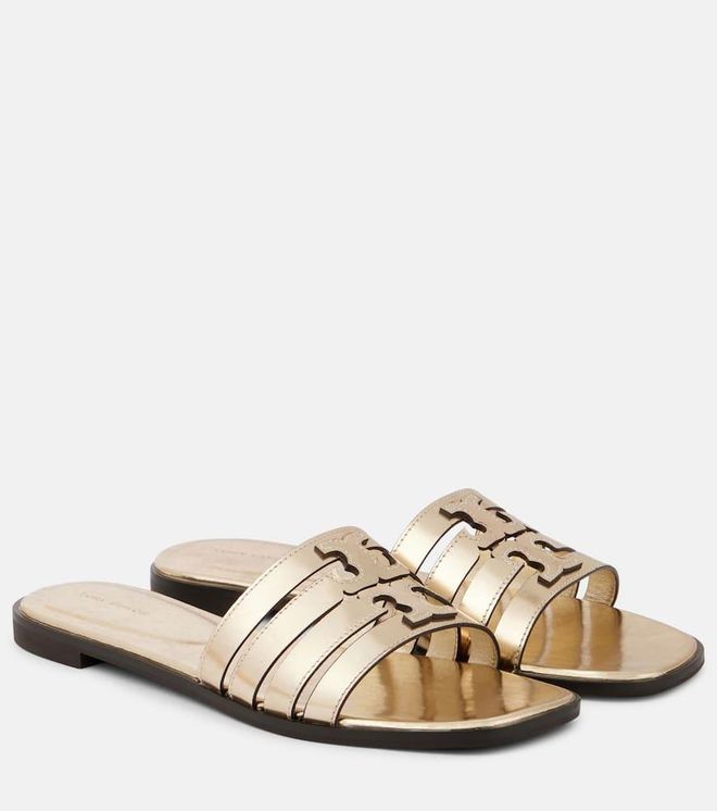 Ines metallic leather slides
