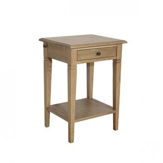Robin des Bois Mesa de noche de roble estilo shabby chic marr&oacute;n
