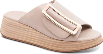Chocolat Blu Ela Platform Wedge Slide Sandal in White Sand Leather at Nordstrom, Size 7.5