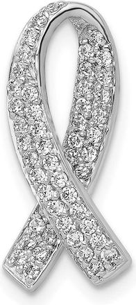 Diamond2Deal 14k White Gold 1/3 Ct Lab Grown Diamond Awareness Ribbon Chain Slide Pendant