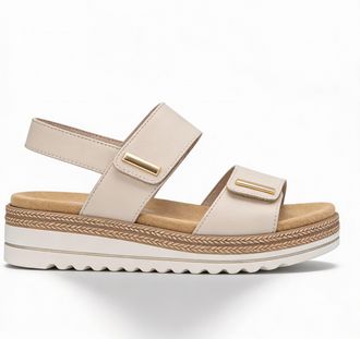 Remonte D0q59 Womens Ankle Strap Sandals Beige Leather - Size UK 6.5