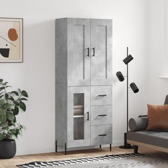 vidaXL Vidaxl - Aparador Alto Madera Contrachapada Gris Hormig&oacute;n 69,5x34x180 Cm