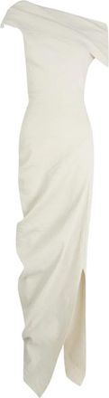 Cortana Arne Asymmetric Draped Midi Dress - Dames - Avondkleed - Beige - XS - Linnen - Kleedjes