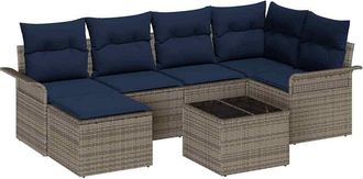vidaXL Conjunto De Sof&aacute; De Jard&iacute;n 7 Uds. Gris Rat&aacute;n Sint&eacute;tico Vidaxl