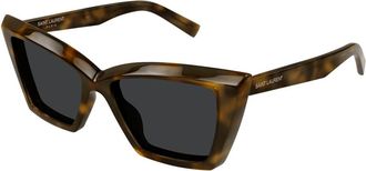 Saint Laurent Havana Grey Zonnebril - Dames - Zonnebrillen - Bruin - 55 MM - Accessoires