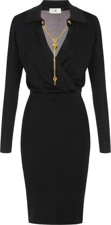 Elisabetta Franchi Chain-detail Wrap-front Midi Dress