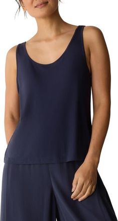Eileen Fisher Slim Fit Scoop Neck Silk Tank in Ink at Nordstrom, Size Xx-Small