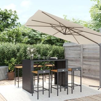 vidaXL Mesa Bar Y Taburetes Jard&iacute;n 7 Pzas Madera Acacia Rat&aacute;n Pe Negro Vidaxl