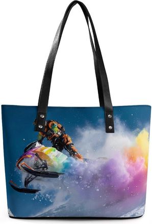 Generic Colorful Snowmobile Player Sport Tote Bags for Women Cute Shoulder Purses Handbags