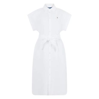 Polo Ralph Lauren Shirt Dresses, female, White, Size: XL Belted Cotton Oxford Shirtdress
