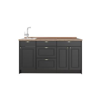 Vicco Bloque De Cocina Fame-line, Antracita-oro Landhaus, 150 Cm, Et Roble, Vicco
