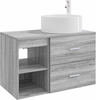 vidaXL Juego De Muebles De Ba&ntilde;o 2 Uds. Sonoma Gris Vidaxl