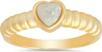 Queen Jewels Sterling Silver Bezel Set Heart Ring in Gold/opal at Nordstrom Rack, Size 7