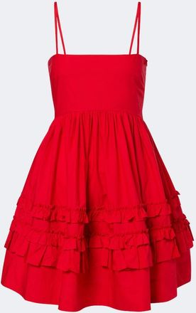 Ganni Ruffled cotton poplin minidress