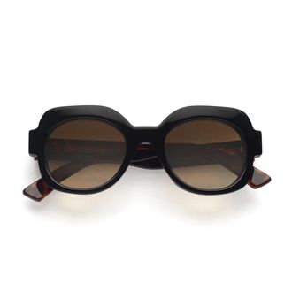 Emmanuelle Khanh Black Satin Geometric Sunglasses
