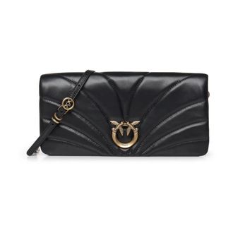 Pinko Pinko - Love Horizontal Clutch - Dames - Tassen - Zwart - Maat: ONE Size Leer
