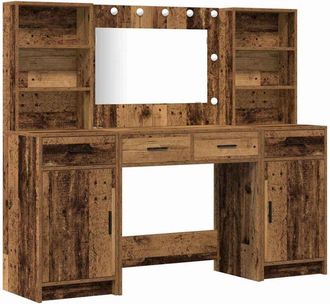 vidaXL Conjunto De Mesa De Tocador Con Caj&oacute;n 3 Pcs Madera Vieja Vidaxl