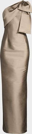 Sachin & Babi Bonnie Satin One-Shoulder Gown