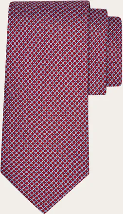 Ferragamo Men Gancini regimental print silk tie Red