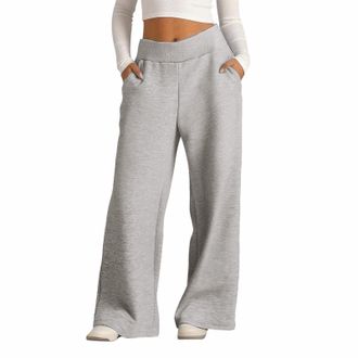 Generic Wide Leg Joggers Women Elastic High Waisted Straight Leg Baggy Sweatpants Loose Fit Work Tracksuit Bottoms Pull On Palazzo Lounge Pants Workout Outdoo