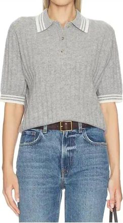 Soft Goat Striped Pique Top In Grey
