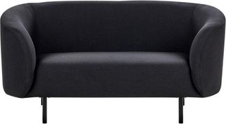 Beliani Beliani - 2 Seater Sofa Curved Glam Art Deco Polyester Fabric Black Legs Black Loen