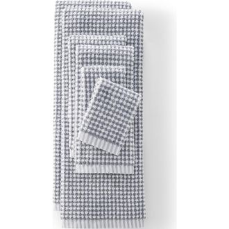 Lands End Turkish Quick-Dry Cotton Textured Gingham Bath Towel in Ultimate Gray at Nordstrom