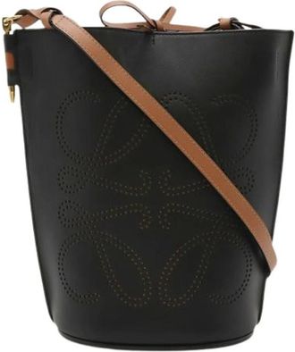 Loewe Pre-owned Bucket Bags, female, Black, Size: ONE SIZE Pre-owned Anagram Gate Bucket Leather Shoulder Bag