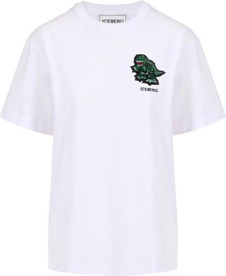 Iceberg Regular Fit Katoenen Jersey T-Shirt - Dames - T-shirts - Wit - M - Katoen - Tops
