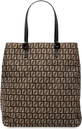 Fendi Pre-owned Tote Bags, female, Brown, Size: ONE SIZE Pre-owned Printed Tote Bag