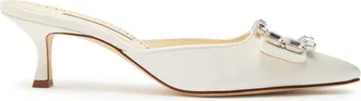 Manolo Blahnik Mayjou 50 Embellished Satin Pumps - Cream