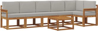 vidaXL Conjunto De Sof&aacute;s De Exterior 7 Uds. Gris Natural Y Claro Vidaxl