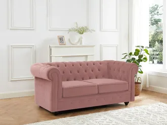 Vente-Unique Divano 2 posti in Velluto Rosa pastello - CHESTERFIELD