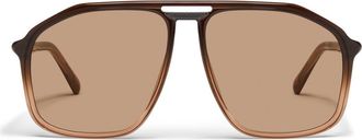 Quay Studio Sesh 60mm Gradient Aviator Sunglasses in Sepia Ombre/Tan at Nordstrom