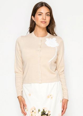 YAL New York Soft everyday knit cardigan with floral detail