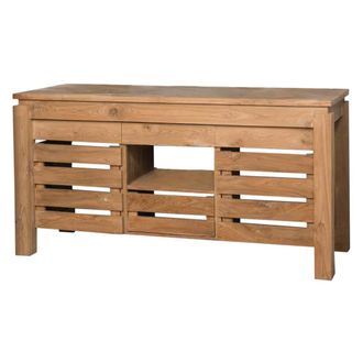 Wanda Collection Mueble para cuarto de ba&ntilde;o de teca doble lavabo 145 cm