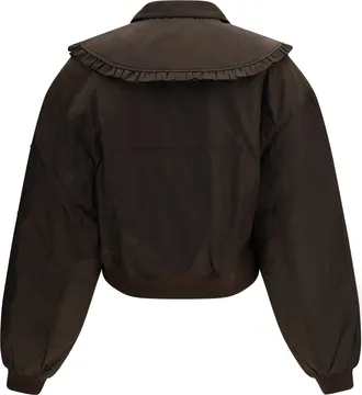 Ganni Womens Duchesse Nylon Bomber Jacket Demitasse Polyamide; Polyurethane