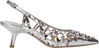 Ash Witte leren hakken met geometrisch patroon - Dames - Pumps - Wit - 36 EU - Leer - Schoenen