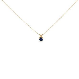 House of Brilliance 14K Gold 5X5 MM Heart Shaped Gemstone Solitaire Pendant Necklace in Blue Sapphire | Yellow at Nordstrom