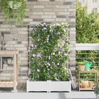 Berkfield Home Garden Planters with Water Irrigation System 2 pcs White