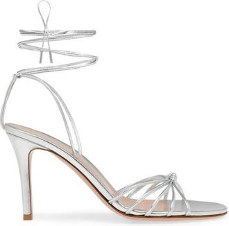 Gianvito Rossi Gwyneth 85 Sandals in Metallic Silver Nappa at Nordstrom, Size 35