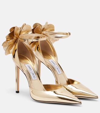 Jimmy Choo London Marja 100 metallic leather pumps