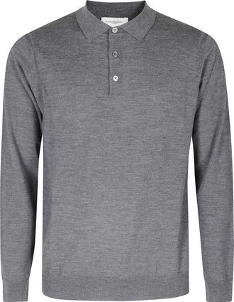 Paolo Pecora Grey Extrafine Merino Wool Polo Shirt