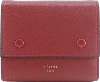 Celine Red Color Leather Wallet (Tri-Fold) (Pre-Owned)